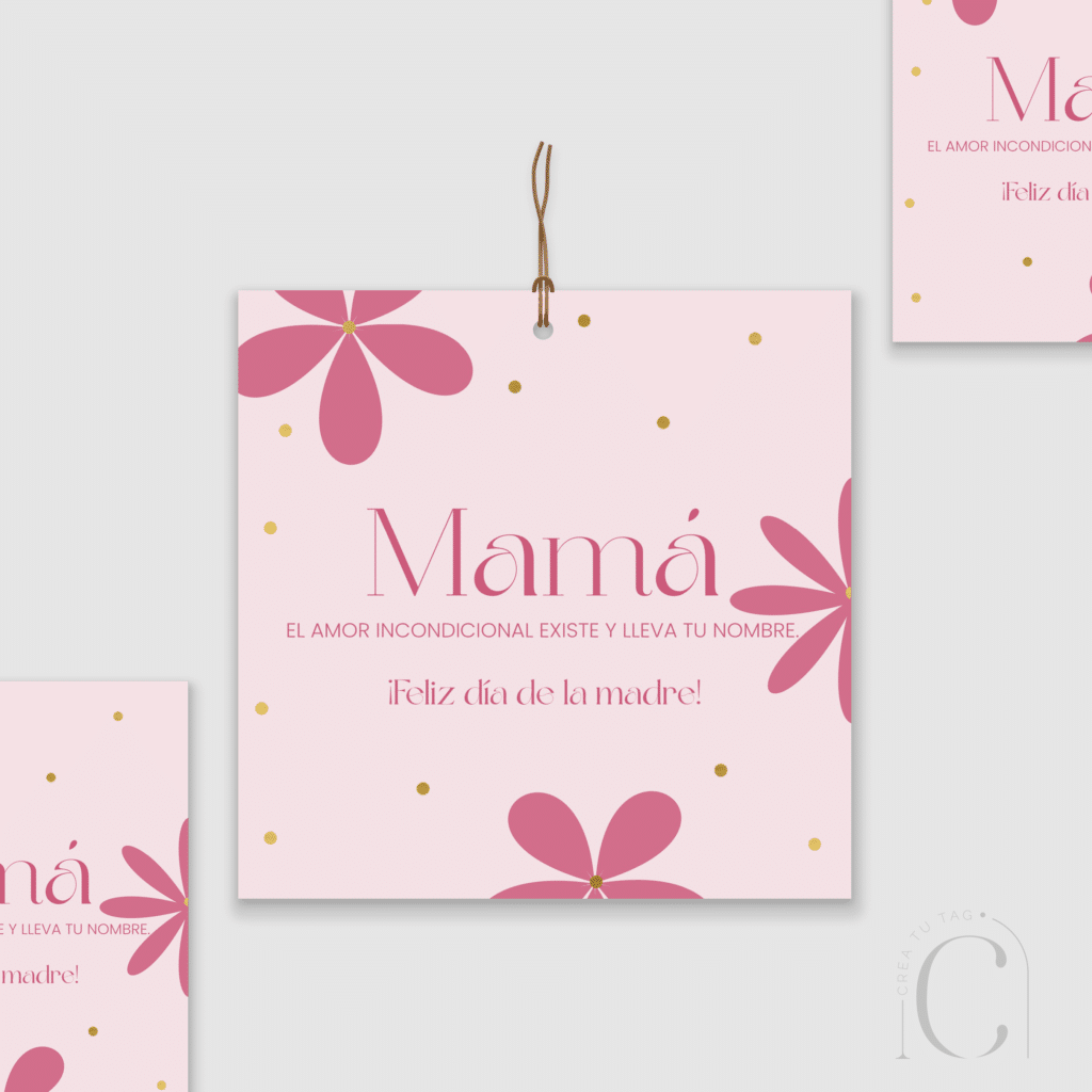 Tag cuadrado pink mom stamping