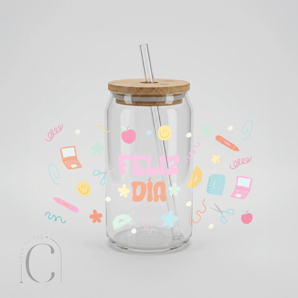 Vaso de Vidrio Feliz día